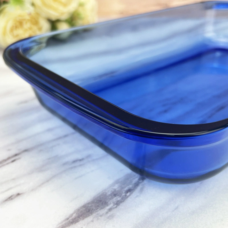 Cobalt Blue High Borosilicate Glass Bakeware, Heat Resistant Baking Tray, Glass Plates, Glass Pans