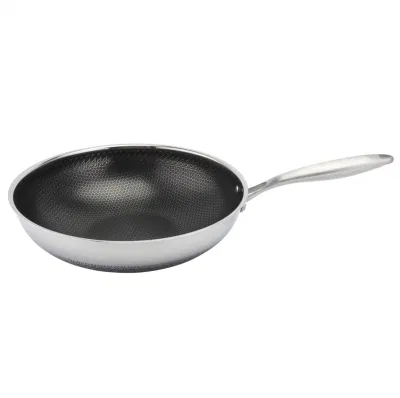 Wok para freír de acero inoxidable Triple de la mejor calidad con panal, sartén de inducción antiadherente, olla de cocina Inox, sartén para freír