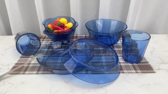 Utensilios para hornear de vidrio azul cobalto con alto contenido de borosilicato, bandeja para hornear resistente al calor, platos de vidrio, bandejas de vidrio